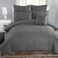 Seersucker King Size Charcoal Duvet Doona Quilt Cover Set