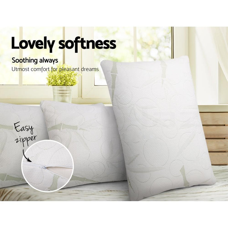 Set of 2 Bamboo Pillows with Memory Foam - Bedzy Australia
