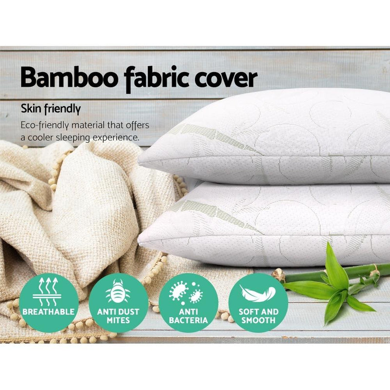 Set of 2 Bamboo Pillows with Memory Foam - Bedzy Australia