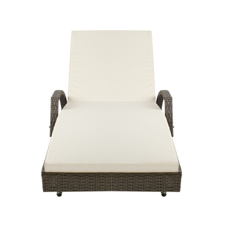 Set of 2 Bianca Outdoor Sun Lounger Chairs with Cushion - Grey - Furniture > Outdoor - Bedzy Australia