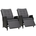Set of 2 Elara Outdoor Recliner Patio Chairs Black
