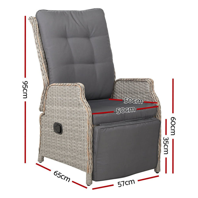 Set of 2 Elara Outdoor Recliner Patio Chairs Grey - Bedzy Australia (ABN 18 642 972 209) - Furniture > Outdoor - Cheap affordable bedroom furniture shop near me Australia