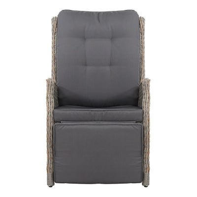 Set of 2 Elara Outdoor Recliner Patio Chairs Grey - Furniture > Outdoor - Bedzy Australia