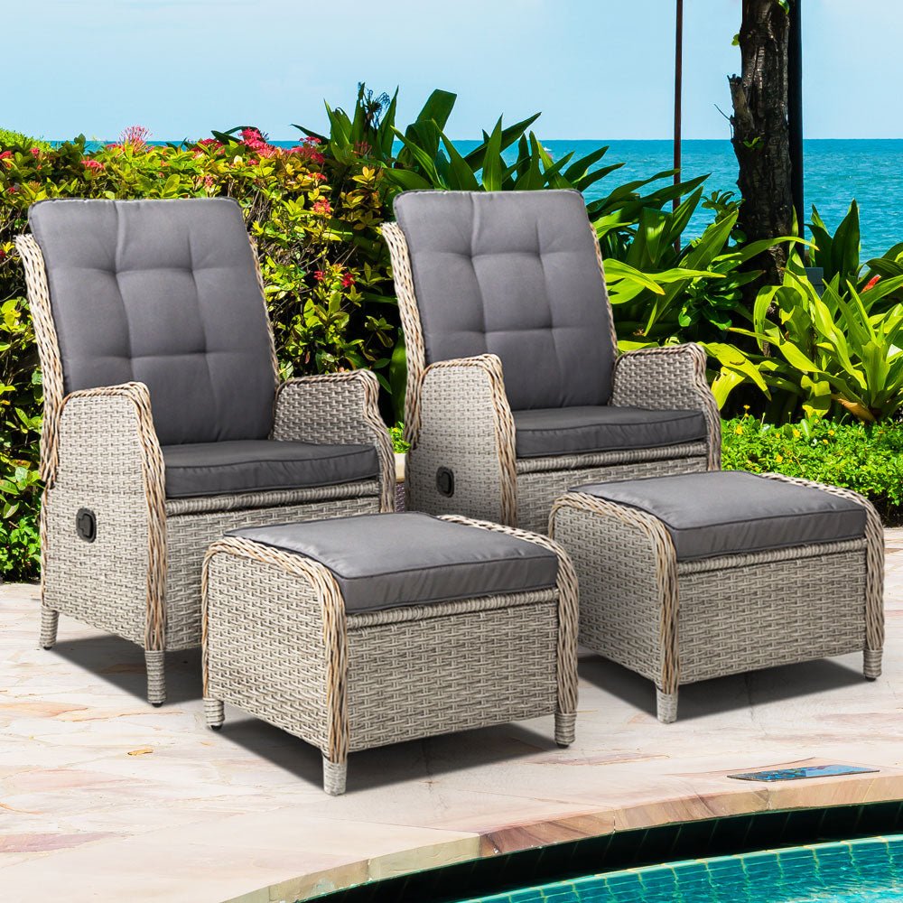 Set of Ella Outdoor Recliner Patio Chairs Grey - Main Image