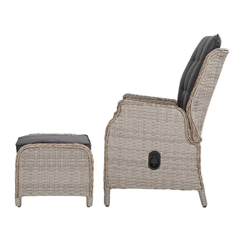 Set of 2 Ella Outdoor Recliner Patio Chairs Grey - Bedzy Australia (ABN 18 642 972 209) - Furniture > Outdoor