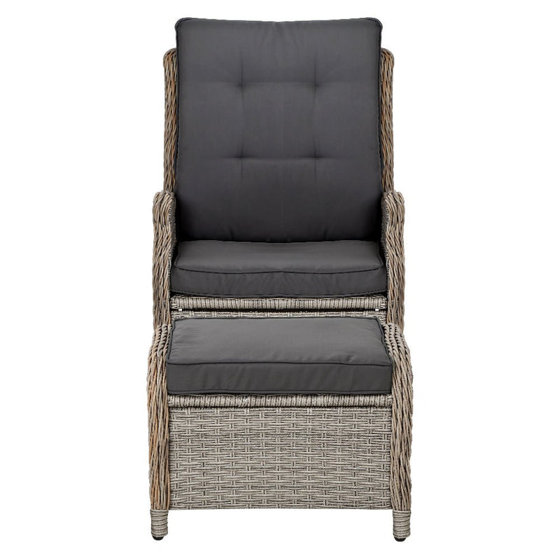 Set of 2 Ella Outdoor Recliner Patio Chairs Grey - Bedzy Australia (ABN 18 642 972 209) - Furniture > Outdoor