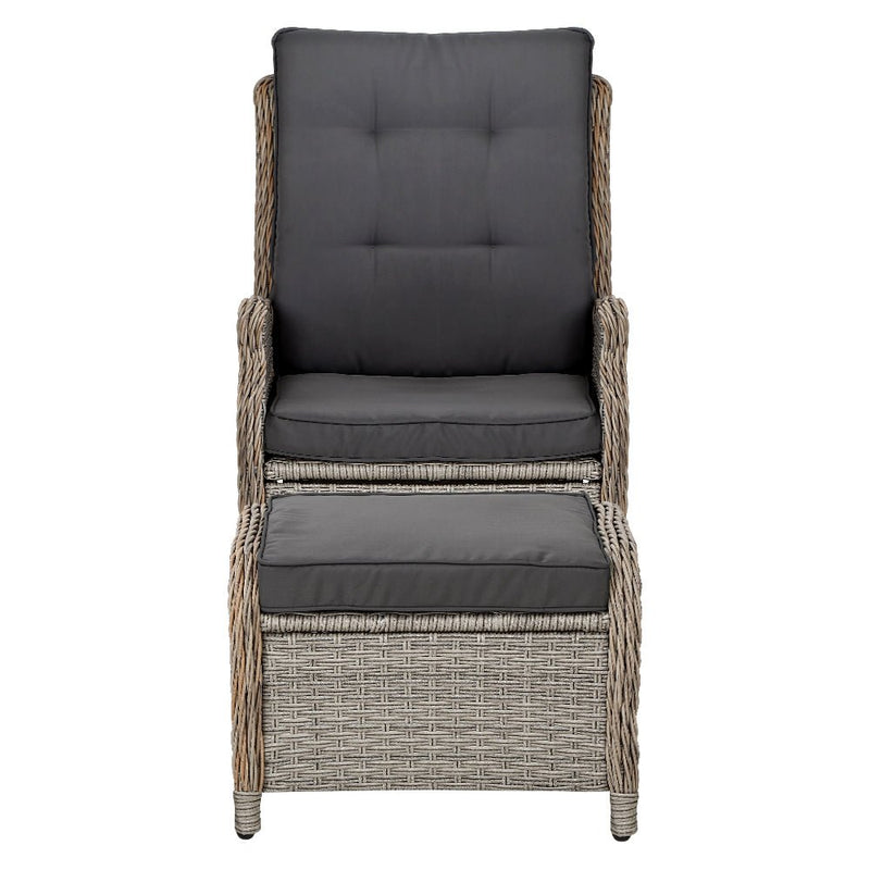Set of 2 Ella Outdoor Recliner Patio Chairs Grey - Furniture > Outdoor - Bedzy Australia