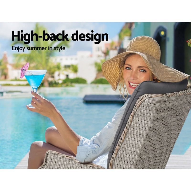 Set of 2 Ella Outdoor Recliner Patio Chairs Grey - Bedzy Australia (ABN 18 642 972 209) - Furniture > Outdoor