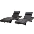 Set of 2 Wicker Outdoor Sun Loungers Black