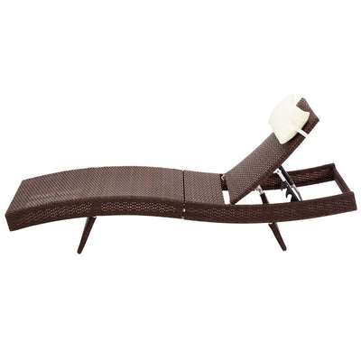 Set of 2 Wicker Outdoor Sun Loungers Brown - Furniture > Outdoor - Bedzy Australia