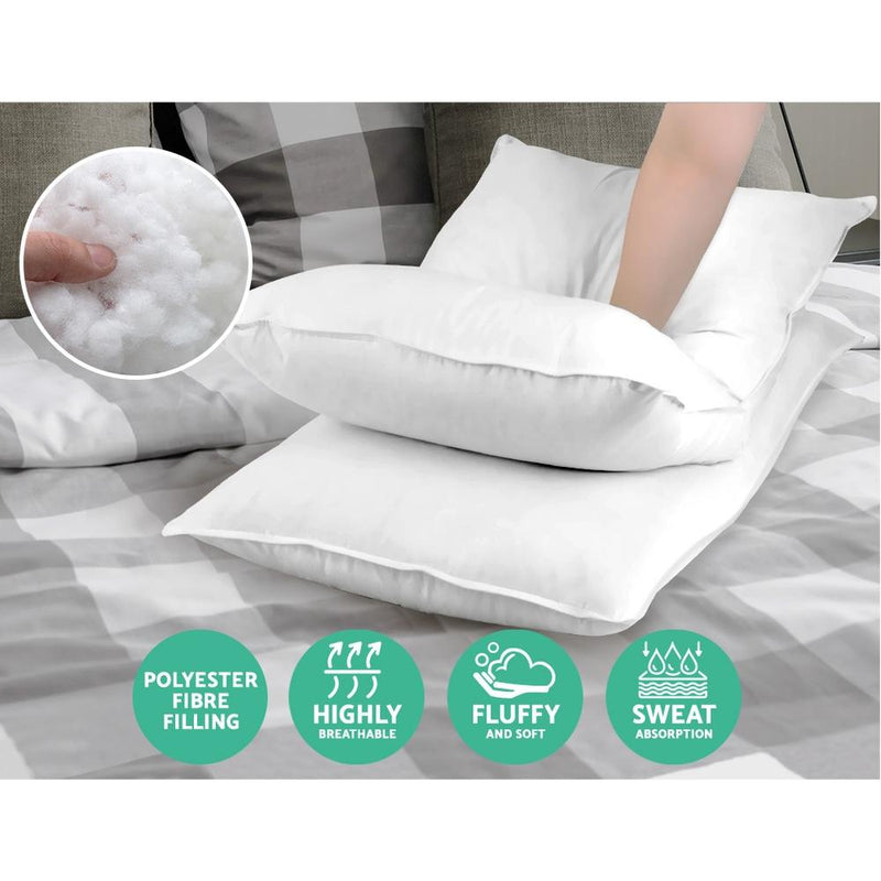 Set of 4 Medium & Firm Cotton Pillows - Bedzy Australia