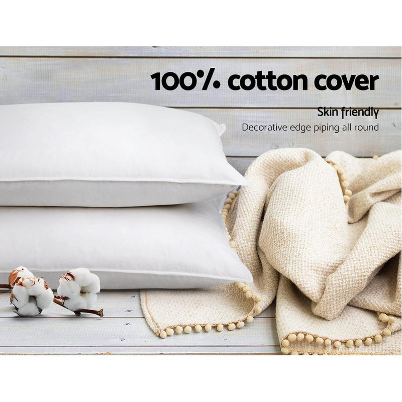 Set of 4 Medium & Firm Cotton Pillows - Bedzy Australia