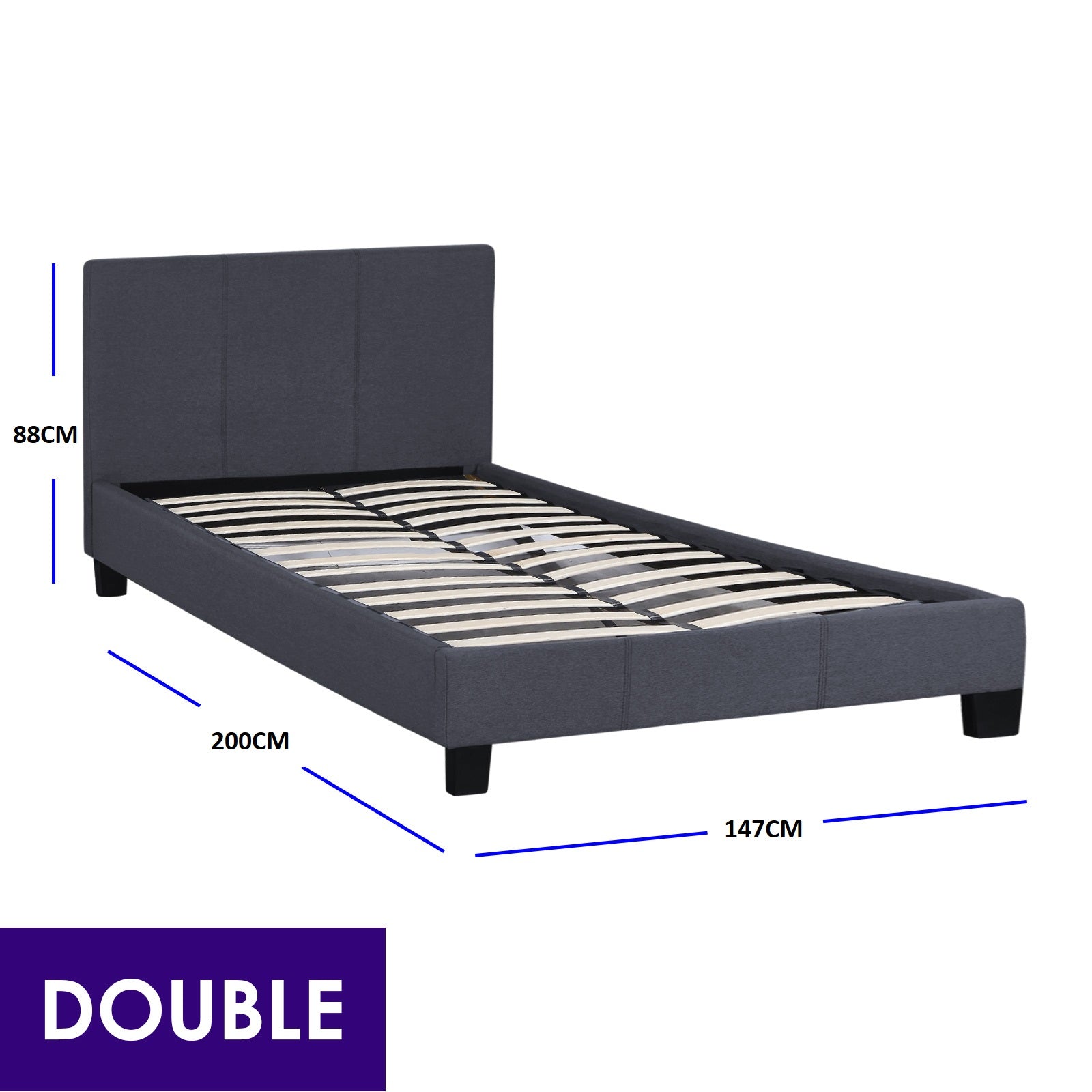 Sienna Luxury Bed with Headboard (Model 2) - Charcoal No.35 - Double - Home & Garden - Bedzy Australia