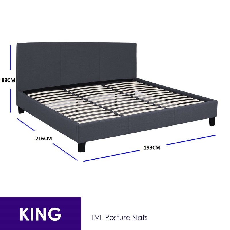 Sienna Luxury Bed with Headboard (Model 2) - Charcoal No.35 - King - Home & Garden - Bedzy Australia