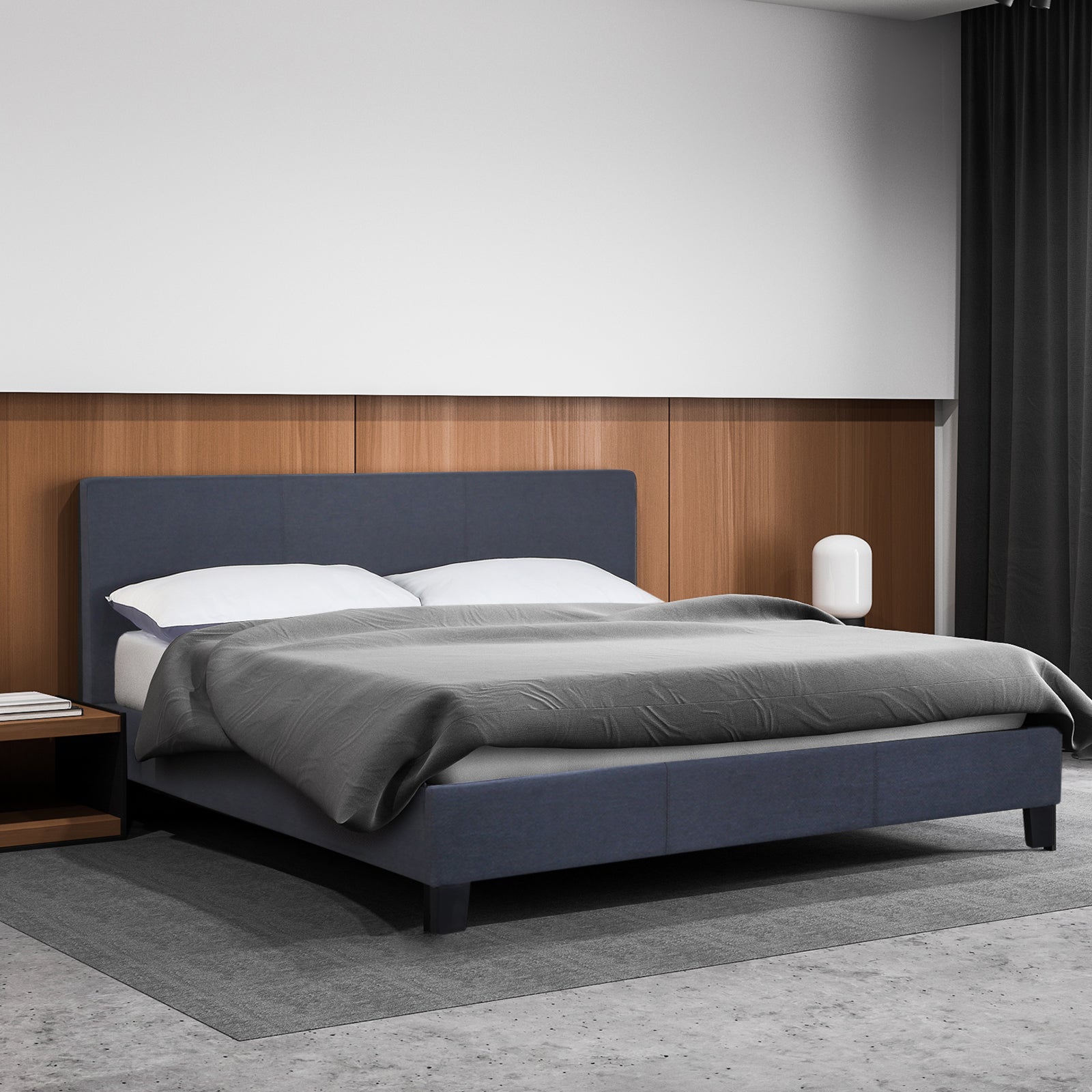 Sienna Luxury Bed with Headboard (Model 2) - Charcoal No.35 - Single - Home & Garden - Bedzy Australia