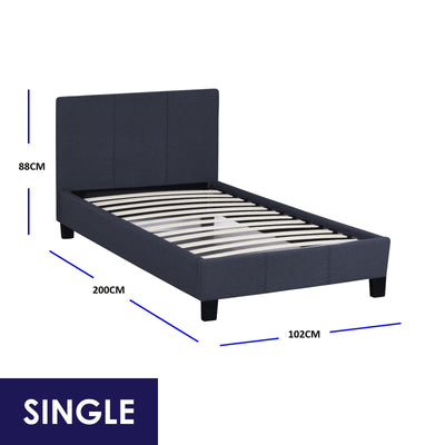 Sienna Luxury Bed with Headboard (Model 2) - Charcoal No.35 - Single - Home & Garden - Bedzy Australia