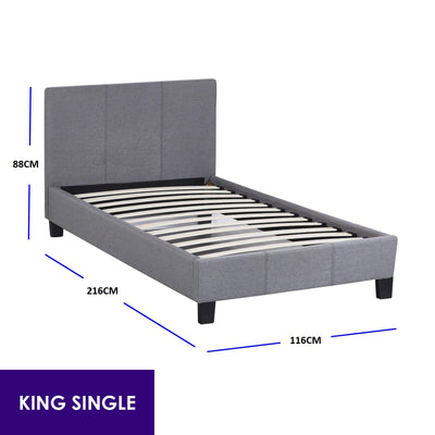 Sienna Luxury Bed with Headboard (Model 2) - Grey No.28 - King Single - Home & Garden - Bedzy Australia