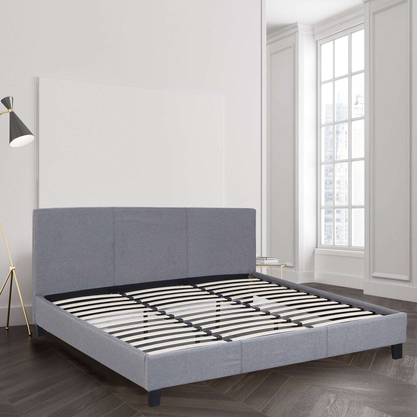 Sienna Luxury Bed with Headboard (Model 2) - Grey No.28 - Queen - Home & Garden - Bedzy Australia