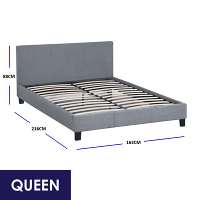 Sienna Luxury Bed with Headboard (Model 2) - Grey No.28 - Queen - Home & Garden - Bedzy Australia