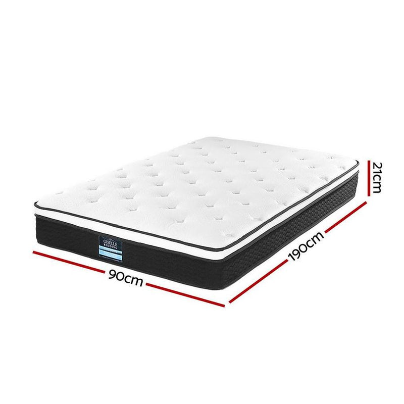 Single Package | Bribie Wooden Single Bed Frame & Bonita Pillow Top Mattress (Medium Firm) - Bedzy Australia