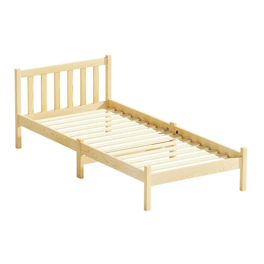 Single Package | Bribie Wooden Single Bed Frame & Bonita Pillow Top Mattress (Medium Firm) - Bedzy Australia