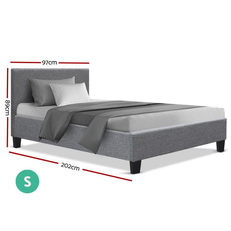 Single Package | Coogee Bed Grey & Glay Bonnell Spring Mattress (Medium Firm) - Bedzy Australia - Furniture > Bedroom