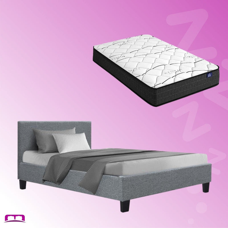 Single Package | Coogee Bed Grey & Glay Bonnell Spring Mattress (Medium Firm) - Bedzy Australia