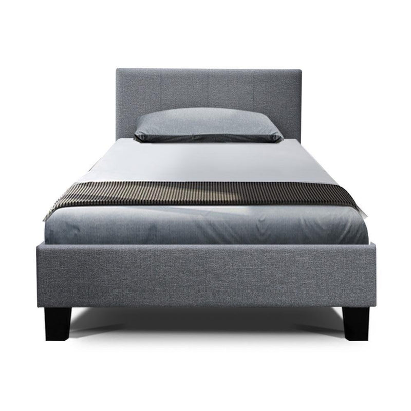 Single Package | Coogee Bed Grey & Normay Bonnell Spring Pillow Top Mattress (Medium Firm) - Bedzy Australia