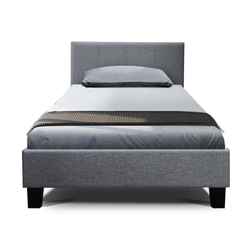 Single Package | Coogee Bed Grey & Normay Bonnell Spring Pillow Top Mattress (Medium Firm) - Bedzy Australia - Furniture > Bedroom