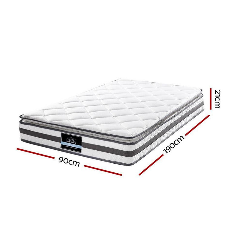 Single Package | Coogee Bed Grey & Normay Bonnell Spring Pillow Top Mattress (Medium Firm) - Bedzy Australia - Furniture > Bedroom