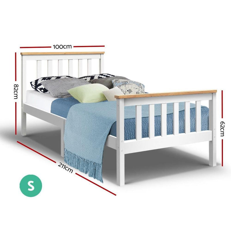 Single Package | Kewarra Wooden Bed Frame White & Bonita Pillow Top Mattress (Medium Firm) - Bedzy Australia