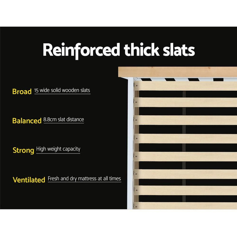 Single Package | Kewarra Wooden Bed Frame White & Bonita Pillow Top Mattress (Medium Firm) - Bedzy Australia