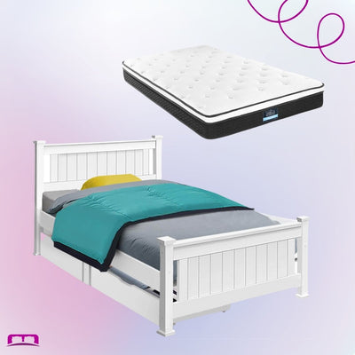Single Package | Kids Cottesloe Storage Bed with Two Drawers & Bonita Pillow Top Mattress (Medium Firm) - Bedzy Australia