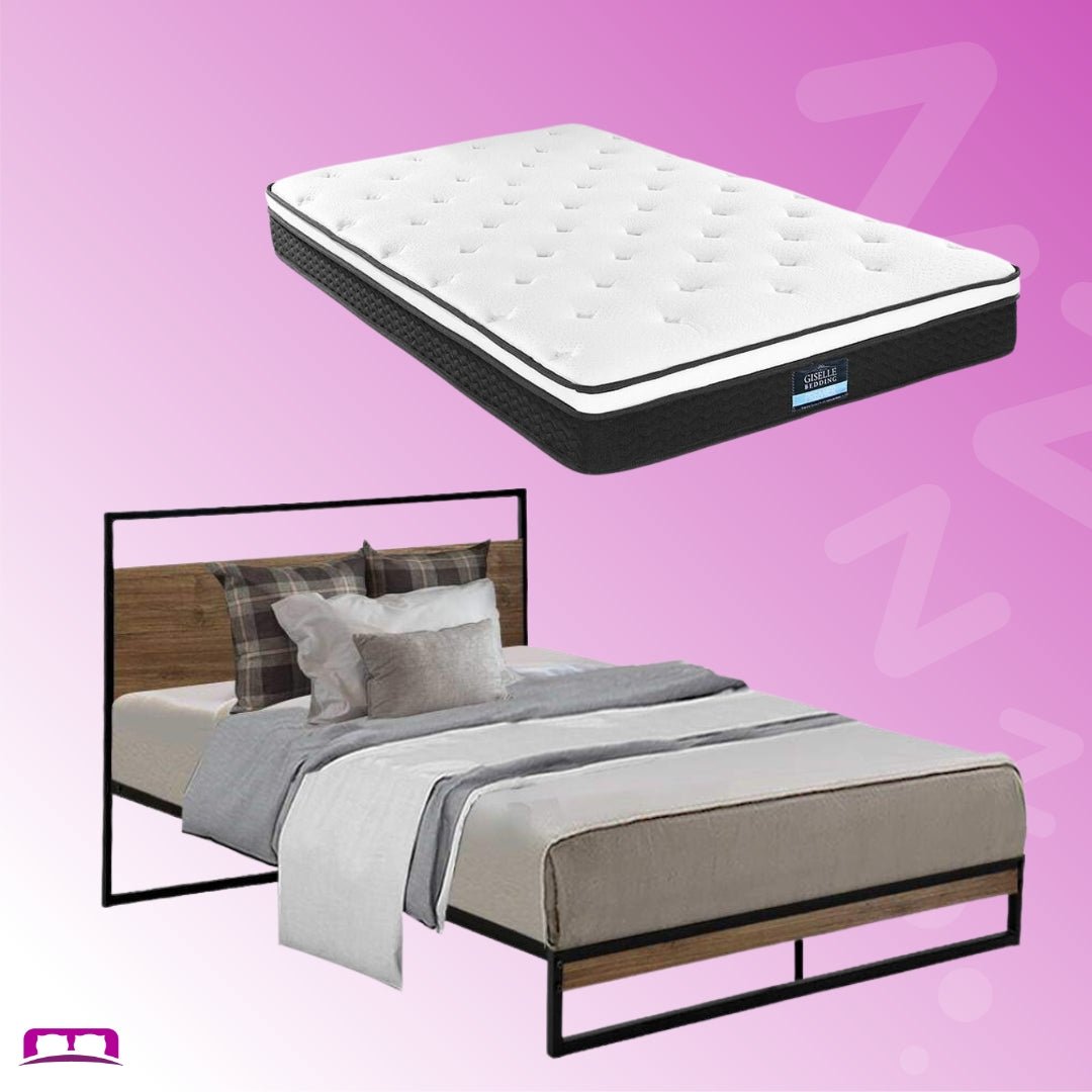 Single Package | Stockton Wooden Bed Frame & Bonita Pillow Top Mattress (Medium Firm) - Bedzy Australia