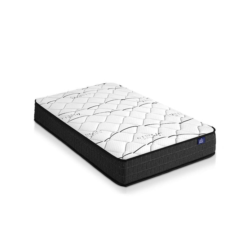 Single Package | Ted Metal Bed Black & Glay Bonnell Spring Mattress (Medium Firm) - Bedzy Australia - Furniture > Bedroom