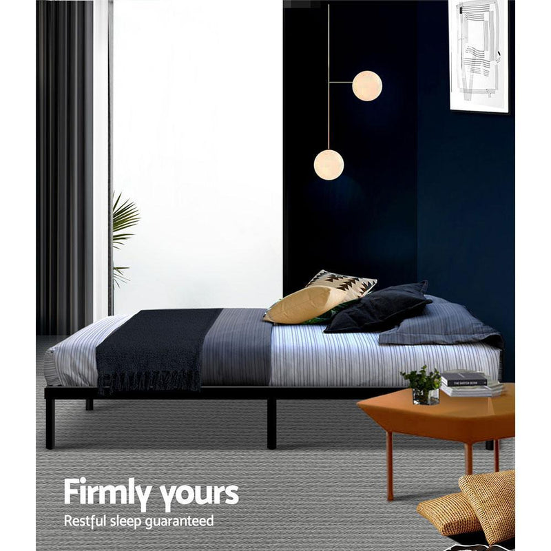 Single Package | Ted Metal Bed Black & Glay Bonnell Spring Mattress (Medium Firm) - Bedzy Australia - Furniture > Bedroom