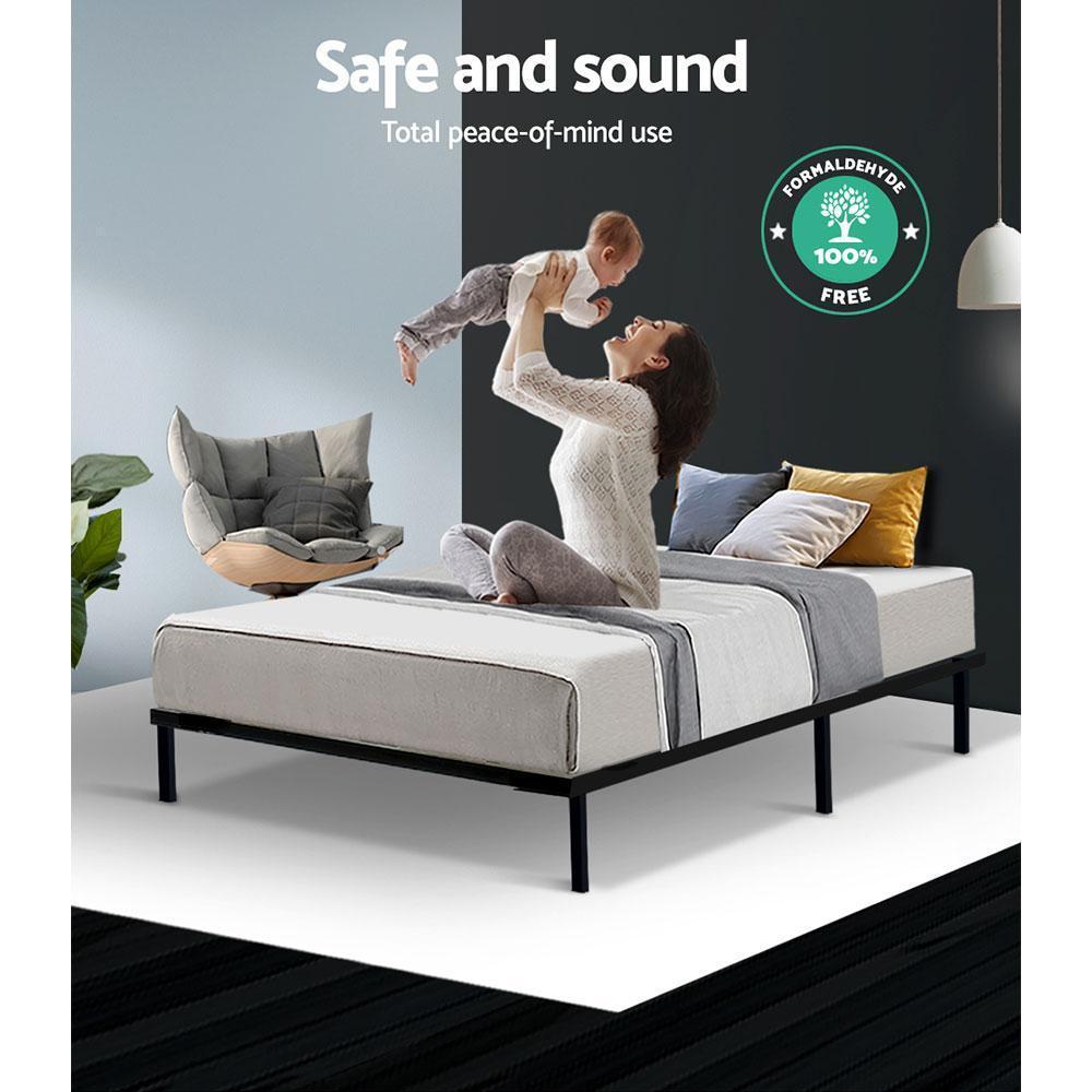 Single Package | Ted Metal Bed Black & Glay Bonnell Spring Mattress (M