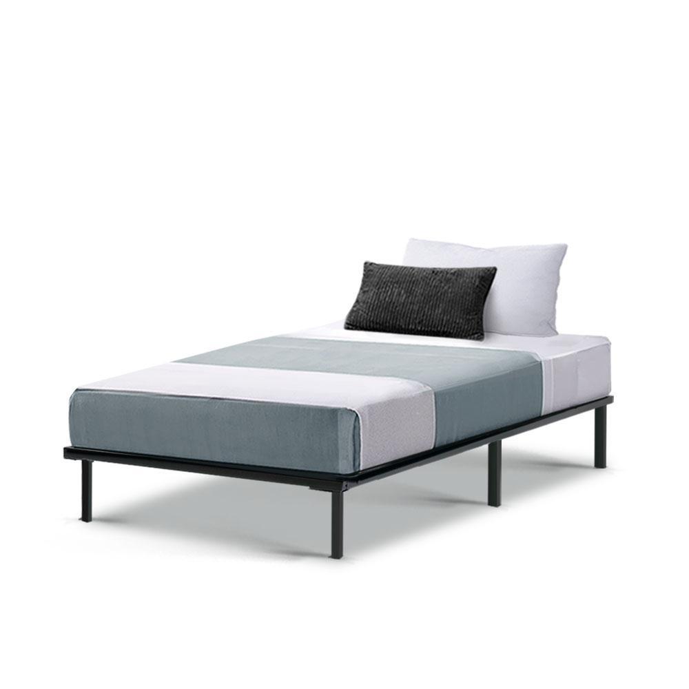 Single Package | Ted Metal Bed Black & Glay Bonnell Spring Mattress (Medium Firm) - Bedzy Australia