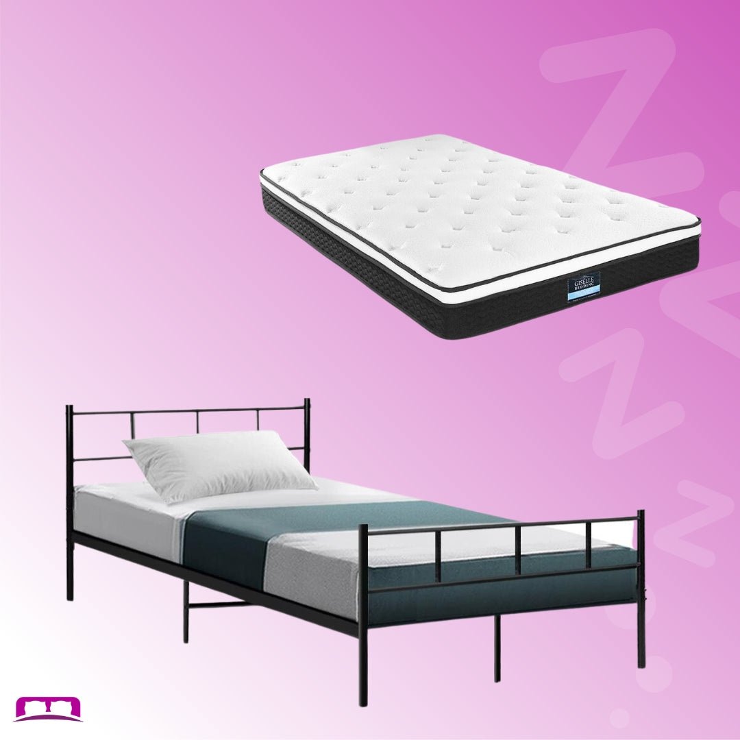 Single Package | Wategos Metal Bed & Bonita Pillow Top Mattress (Medium Firm) - Bedzy Australia