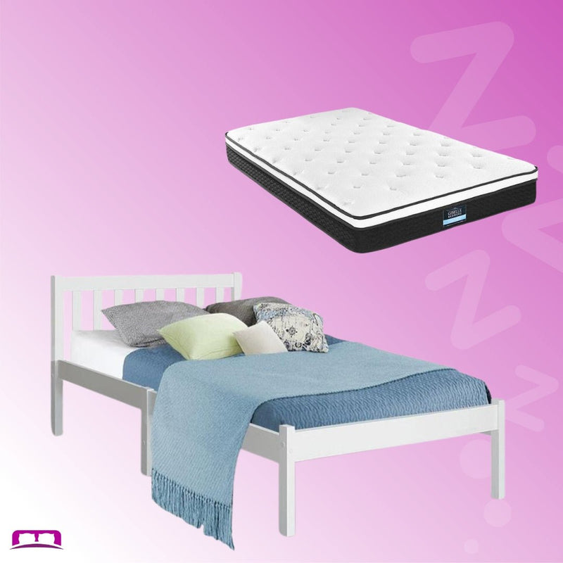 Single Package | Whitehaven Wooden Bed & Bonita Pillow Top Mattress (Medium Firm) - Bedzy Australia