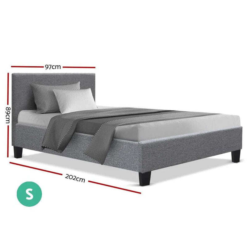 Single Premium Package | Coogee Bed Frame Grey, Algarve Euro Top Pocket Spring Mattress (Medium Firm) & Pillowtop Mattress Topper - Bedzy Australia