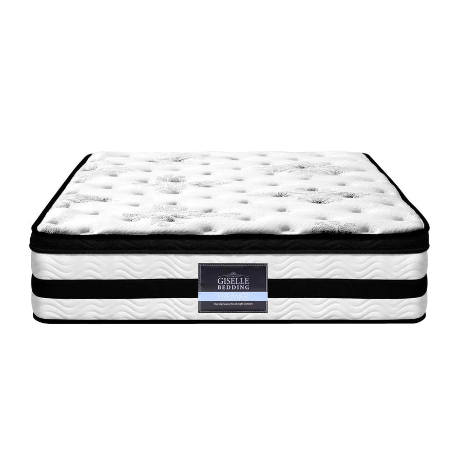 Single Premium Package | Coogee Bed Frame Grey, Algarve Euro Top Pocket Spring Mattress (Medium Firm) & Pillowtop Mattress Topper - Bedzy Australia