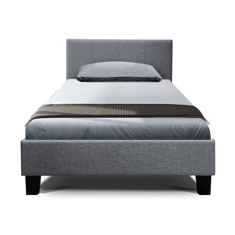 Single Premium Package | Coogee Bed Frame Grey, Algarve Euro Top Pocket Spring Mattress (Medium Firm) & Pillowtop Mattress Topper - Bedzy Australia