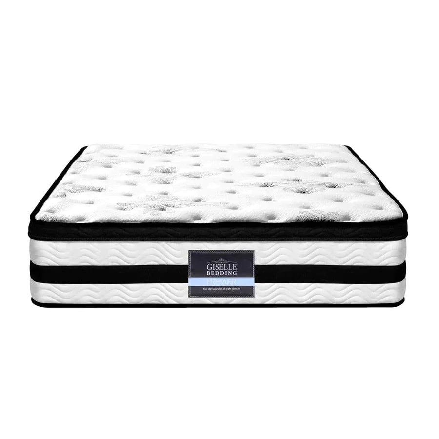 Single Premium Package | Ella Arched Bed Frame Cream Velvet, Algarve Euro Top Pocket Spring Mattress (Medium Firm) & Pillowtop Mattress Topper - Bedzy Australia