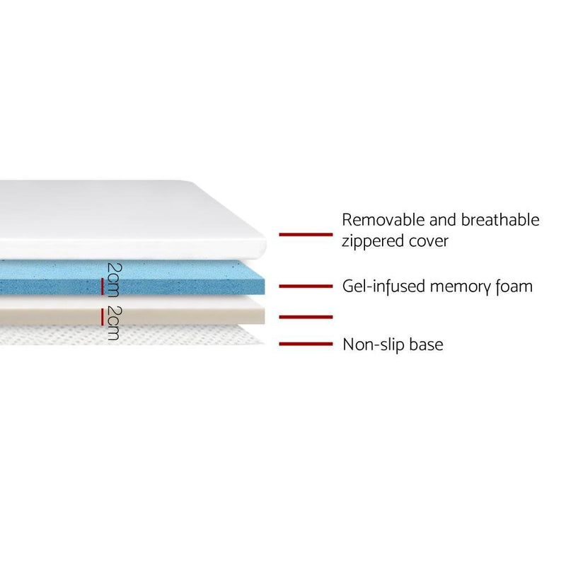 Single Size | Dual Layer Cool Gel Memory Foam Topper - Bedzy Australia