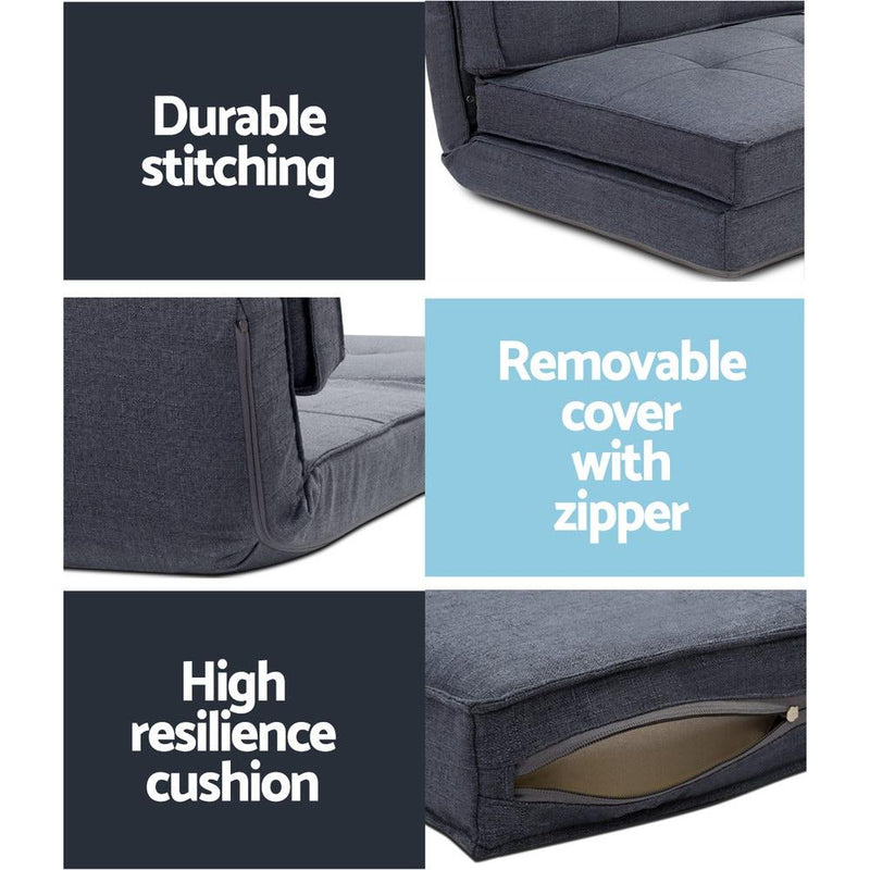 Single Size | Portable Folding Futon (Grey) - Bedzy Australia - Furniture > Living Room