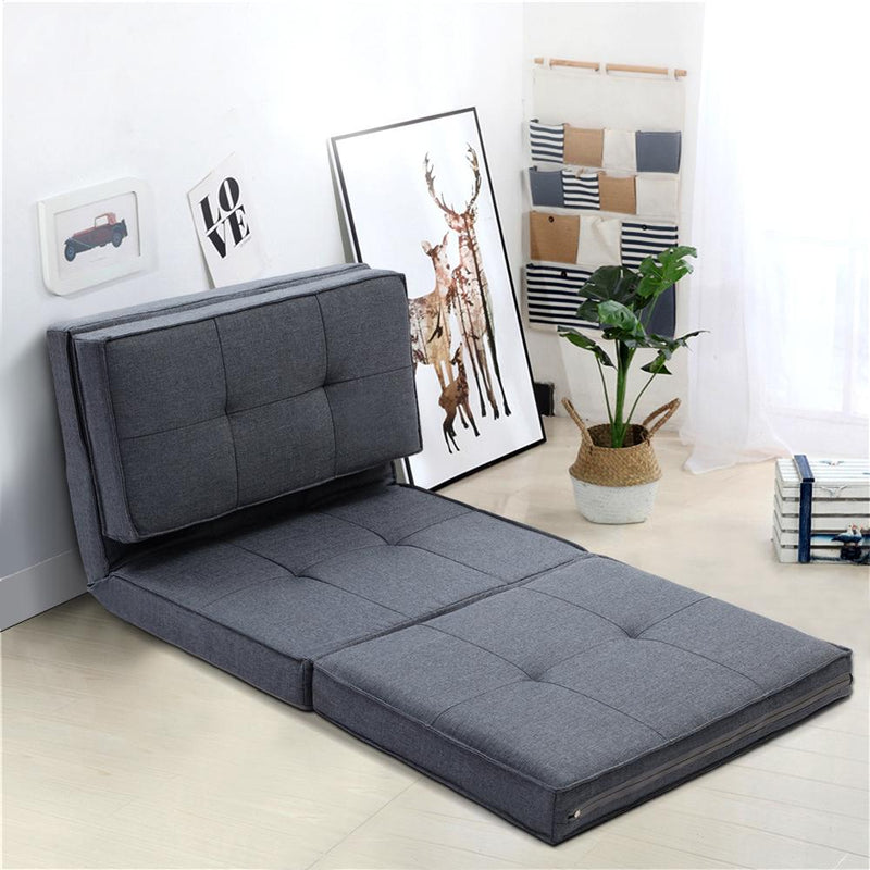 Single Size | Portable Folding Futon (Grey) - Bedzy Australia - Furniture > Living Room