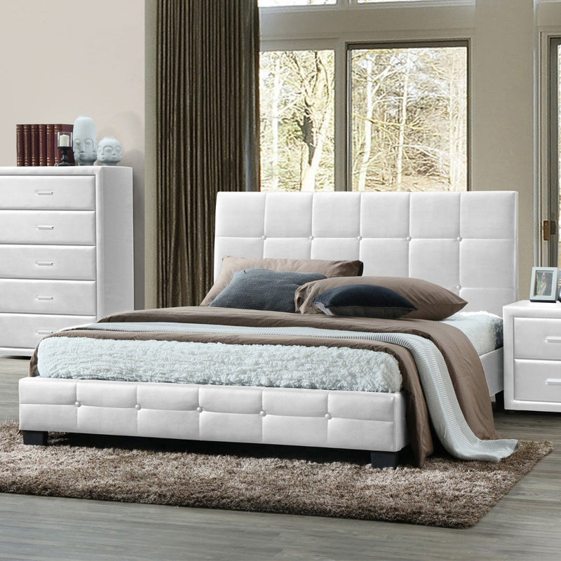 Soho PU Leather Double Bed Frame White - Bedzy Australia