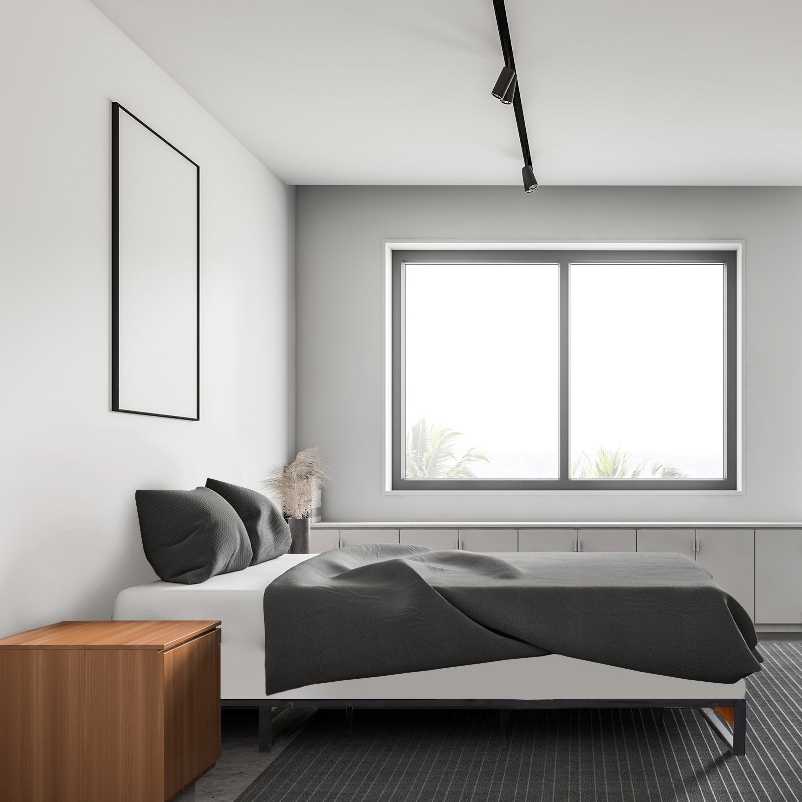 Sorrento Metal and Wood Queen Bed Base - Black & Wood - Home & Garden - Bedzy Australia