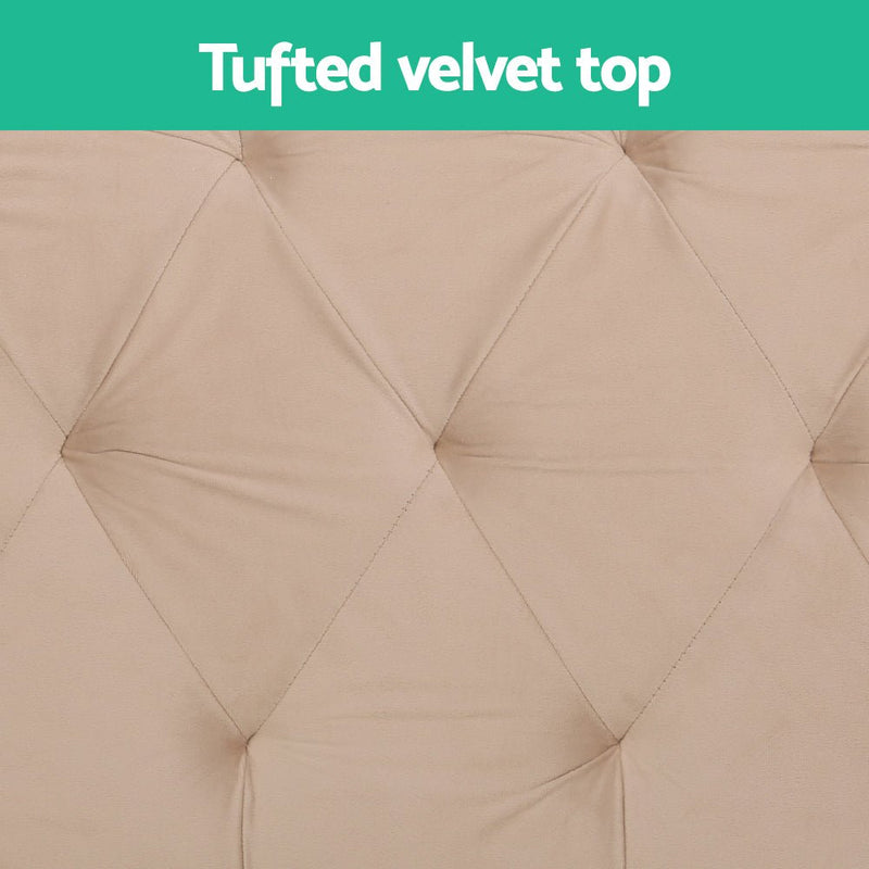 Storage Ottoman Weaved Velvet Blanket Box Chest Foot Stool Pine and Grey - Bedzy Australia (ABN 18 642 972 209) - Furniture > Living Room